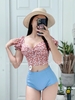 Đồ bơi nữ hai mảnh cạp cao hoa nhí nâu đất | DỨA BIKINI & SPORTWEAR