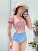 Đồ bơi nữ hai mảnh cạp cao hoa nhí nâu đất | DỨA BIKINI & SPORTWEAR