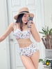 Đồ bơi nữ hai mảnh cạp cao hoa nhí màu trắng | DỨA BIKINI & SPORTWEAR