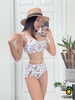 Đồ bơi nữ hai mảnh cạp cao hoa nhí màu trắng | DỨA BIKINI & SPORTWEAR