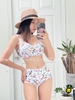 Đồ bơi nữ hai mảnh cạp cao hoa nhí màu trắng | DỨA BIKINI & SPORTWEAR