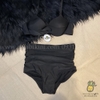 Đồ bơi nữ hai mảnh quần cạp cao nhún phối áo gọng mút vừa màu đỏ đô | DỨA BIKINI & SPORTWEAR