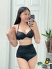Đồ bơi nữ hai mảnh quần cạp cao nhún phối áo gọng mút vừa màu đỏ đô | DỨA BIKINI & SPORTWEAR