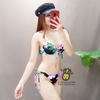 Bikini 2 mảnh cạp thấp hoa đen