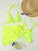 Set bikini 3 mảnh kèm khăn lưới màu xanh neon
