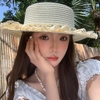 Mũ Cói Viền Hoa Ren Tiểu Thư