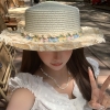 Mũ Cói Viền Hoa Ren Tiểu Thư
