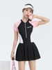 Đồ bơi nữ liền thân dáng váy xòe tay ngắn sport | DỨA BIKINI & SPORTWEAR