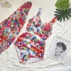 Đồ bơi nữ ba mảnh hoa cam kèm khăn quấn đi biển | DỨA BIKINI & SPORTWEAR