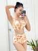 Đồ bơi nữ hai mảnh cạp cao cup họa tiết vàng xinh xắn | DỨA BIKINI & SPORTWEAR