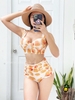 Bikini 2 mảnh cạp cao cup họa tiết vàng xinh xắn