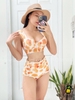 Đồ bơi nữ hai mảnh cạp cao cup họa tiết vàng xinh xắn | DỨA BIKINI & SPORTWEAR