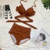 Đồ bơi nữ hai mảnh quần cạp cao đan hông phối áo nâng ngực | DỨA BIKINI & SPORTWEAR