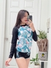 Đồ bơi nữ hai mảnh quần dùi áo tay dài tropical | DỨA BIKINI & SPORTWEAR
