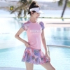 Tropical Summer | Đồ bơi nữ hai mảnh tay ngắn váy xòe màu hồng | DỨA BIKINI & SPORTWEAR