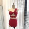 Chic Bikini Set  | Đồ bơi nữ hai mảnh quần cạp cao che bụng phối áo khoen lệch vai sang trọng  | DỨA BIKINI & SPORTWEAR