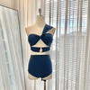 Chic Bikini Set  | Đồ bơi nữ hai mảnh quần cạp cao che bụng phối áo khoen lệch vai sang trọng  | DỨA BIKINI & SPORTWEAR