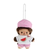 MONCHHICHI BEBICHHICHI PINK CHECKERED BOY KEYCHAIN