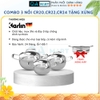 Bộ nồi karlin CR20_22_24 đáy dày 5 lớp tặng kèm xửng hấp cao cấp.