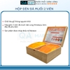 Hộp Đá Muối Himalaya 2 Viên Mặt Cong Massage Chân (Gỗ Thông Nguyên Khối)