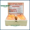 Hộp Đá Muối Himalaya 2 Viên Mặt Cong Massage Chân (Gỗ Thông Nguyên Khối)