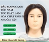 Đầu Manocanh Tóc Nam, Tóc Thật Tẩy Uốn Nhuộm Được, Đầu Canh Nam Cổ Trắng Hai Màu Đen Nâu