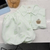 SET BỘ ĐỒ QUẦN BÍ NGẮN HOẠ TIẾT SỌC NƠ FORM RỘNG CHẤT ĐŨI - JINI - 8205 - JEMCLOSET