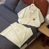 [Jemcloset] Set YOZI - Set đồ bộ, bộ đồ ngủ form rộng quần dài áo tay ngắn chất vãi đũi sọc hàn - YOZI - 8245