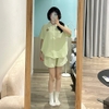 [JEMCLOSET] [PREMIUM] SET ĐỒ BỘ ÁO TAY NGẮN + QUẦN SHORT FORM RỘNG CHẤT VẢI ĐŨI HÀN MỊN - HYIN - 8235