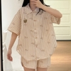 SET BỘ ĐỒ BỘ SỌC NƠ QUẦN NGẮN ÁO TAY NGẮN FORM RỘNG - MIIN - 8230 - JEMCLOSET