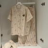 SET BỘ ĐỒ QUẦN DÀI ÁO TAY NGẮN TIẾT SỌC NƠ FORM RỘNG CHẤT ĐŨI - LINE - 8215 - JEMCLOSET