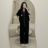 [Premium] [Jemcloset]Set đồ bộ ngủ quần dài + áo tay ngắn, bộ ngủ dài form rộng chất đũi Hàn mịn - DARIN - 8203