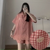 Set Bộ Đồ Ngủ Pijama OWW Nữ Họa Tiết Kẻ Caro JEM CLOSET Phong Cách Hàn Chất Xốp Mịn Mát Siêu Dễ Thương 8132