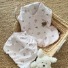 SET BỘ NGẮN FORM QUẦN BÍ HOẠ TIẾT SỌC NƠ GẤU CHẤT ĐŨI SỌC HÀN MỊN 100% COTTON FORM RỘNG - LOEN - 8226