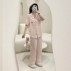 [Premium] [Jemcloset]Set đồ bộ ngủ quần dài + áo tay ngắn, bộ ngủ dài form rộng chất đũi Hàn mịn - DARIN - 8203