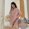 Set Bộ Đồ Ngủ Pijama OWW Nữ Họa Tiết Kẻ Caro JEM CLOSET Phong Cách Hàn Chất Xốp Mịn Mát Siêu Dễ Thương 8132