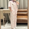 SET BỘ QUẦN DÀI + ÁO TAY NGẮN HOẠ TIẾT SỌC NƠ GẤU CHẤT ĐŨI SỌC HÀN MỊN 100% COTTON FORM RỘNG - DAEN - 8229 - JEMCLOSET
