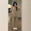 [Premium] [Jemcloset]Set đồ bộ ngủ quần dài + áo tay ngắn, bộ ngủ dài form rộng chất đũi Hàn mịn - DARIN - 8203