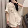 ( VẢI XÔ MUSLIN PREMIUM) SET ĐỒ BỘ NGẮN FORM RỘNG BỘ NGỦ MÙA HÈ CHẤT VẢI XÔ THOÁNG MÁT - HELEN - 8198 - JEMCLOSET