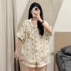 ( VẢI XÔ MUSLIN PREMIUM) SET ĐỒ BỘ NGẮN FORM RỘNG BỘ NGỦ MÙA HÈ CHẤT VẢI XÔ THOÁNG MÁT - HELEN - 8198 - JEMCLOSET