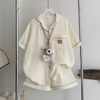 ( VẢI XÔ MUSLIN PREMIUM) SET ĐỒ BỘ NGẮN FORM RỘNG BỘ NGỦ MÙA HÈ CHẤT VẢI XÔ THOÁNG MÁT - HELEN - 8198 - JEMCLOSET