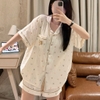 ( VẢI XÔ MUSLIN PREMIUM) SET ĐỒ BỘ NGẮN FORM RỘNG BỘ NGỦ MÙA HÈ CHẤT VẢI XÔ THOÁNG MÁT - HELEN - 8198 - JEMCLOSET