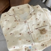 ( VẢI XÔ MUSLIN PREMIUM) SET ĐỒ BỘ NGẮN FORM RỘNG BỘ NGỦ MÙA HÈ CHẤT VẢI XÔ THOÁNG MÁT - HELEN - 8198 - JEMCLOSET