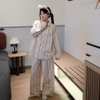 [Jemcloset] Set MYNA - Set đồ bộ 100% cotton, bộ đồ ngủ form rộng quần dài áo tay dài - MYNA - 8247