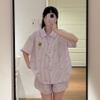 SET BỘ ĐỒ BỘ SỌC NƠ QUẦN NGẮN ÁO TAY NGẮN FORM RỘNG - MIIN - 8230 - JEMCLOSET
