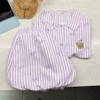 SET BỘ ĐỒ QUẦN BÍ NGẮN HOẠ TIẾT SỌC NƠ FORM RỘNG CHẤT ĐŨI - JINI - 8205 - JEMCLOSET