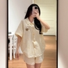 SET BỘ ĐỒ BỘ SỌC NƠ QUẦN NGẮN ÁO TAY NGẮN FORM RỘNG - MIIN - 8230 - JEMCLOSET