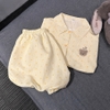SET BỘ NGẮN FORM QUẦN BÍ HOẠ TIẾT SỌC NƠ CHẤT ĐŨI SỌC HÀN FORM RỘNG - NOJI - 8225 - JEMCLOSET
