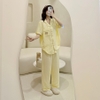 [Premium] [Jemcloset]Set đồ bộ ngủ quần dài + áo tay ngắn, bộ ngủ dài form rộng chất đũi Hàn mịn - DARIN - 8203