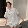 SET BỘ NGẮN FORM QUẦN BÍ HOẠ TIẾT SỌC NƠ CHẤT ĐŨI SỌC HÀN FORM RỘNG - NOJI - 8225 - JEMCLOSET